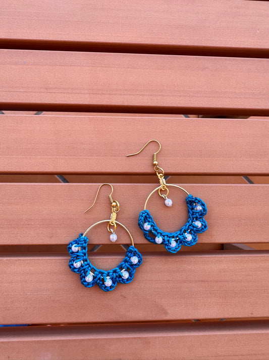 Blue ruffle earrings