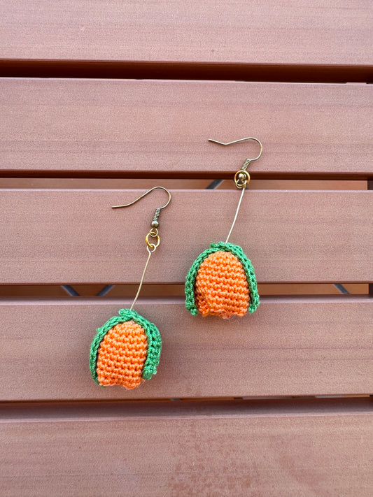 Orange tulip earrings