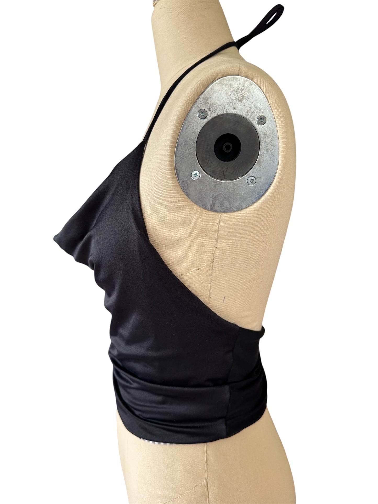 Gingham Cowl Neck - Black