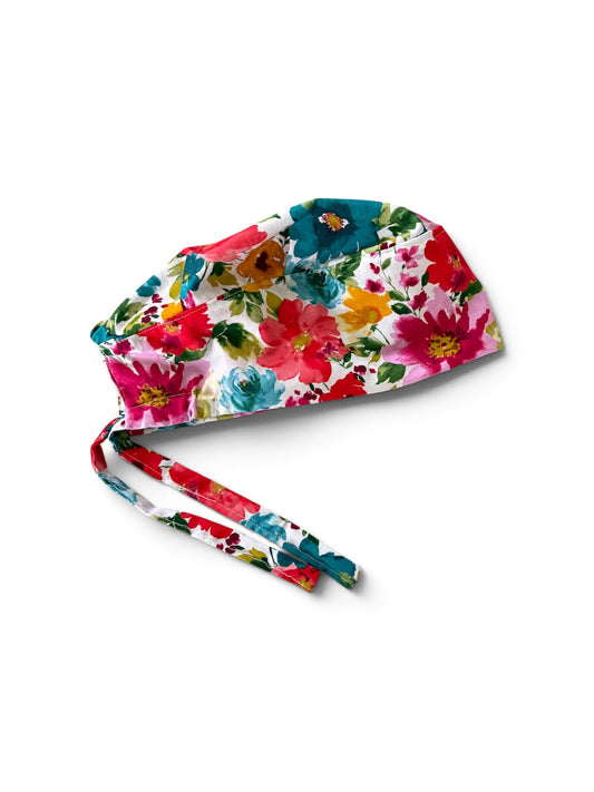 Cotton scrub-caps - FLORAL BLOOM PRINT